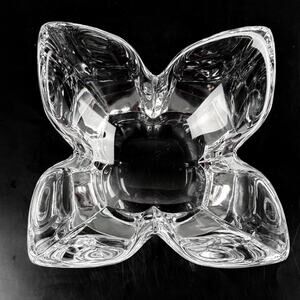 Orrefors Sweden Crystal Lotus Bowl Signed LH 1561/11 Lars Hellsten 9.5” MCM VTG